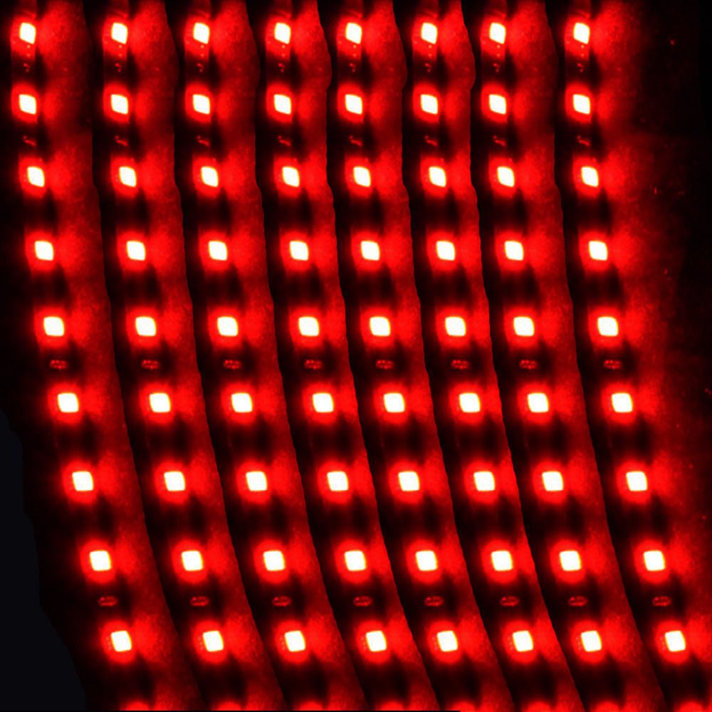 8Pcs 12V 15 LED 30cm Car Motorcycle Vehicle Flexible Waterproof Strip Light Red