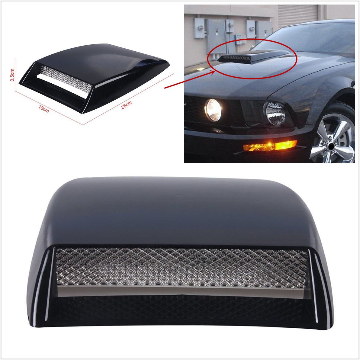 Autos Car Decorative 3D Simulation Air Flow Intake Hood Scoop Bonnet Vent Cover