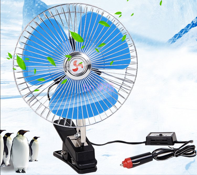8 Inch 12V Portable Dashboard Vehicle Auto Car Fan Clip-On Oscillating Cooling