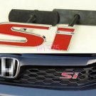 3D Metal Chrome Red SI S-i Logo Badge Car Front Grille Grill Emblem For Civic