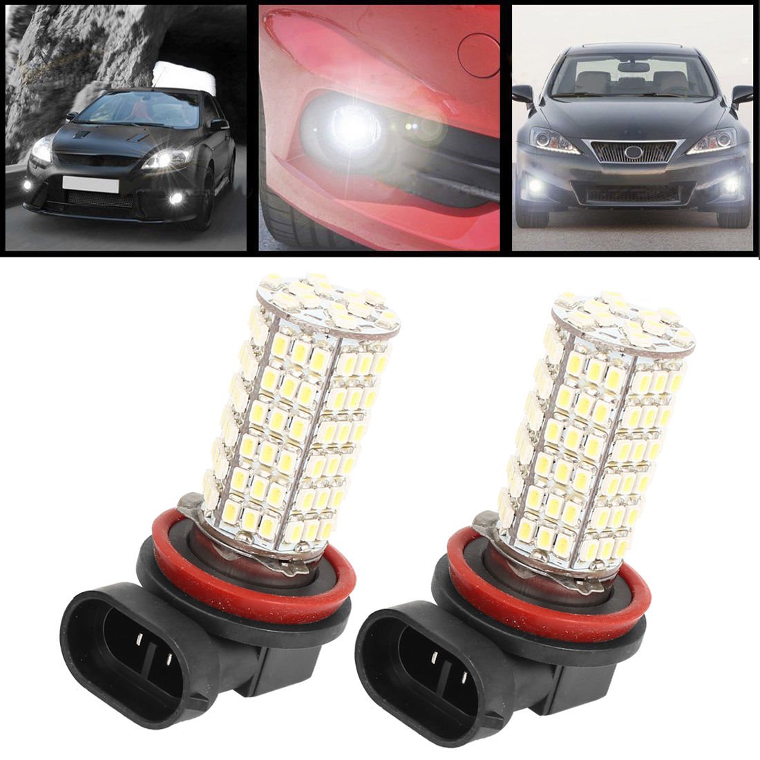 2X Super bright H11 120-SMD Fog/Driving Car Head light DRL LED Bulbs 6500K 12V