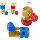 2Pcs Quick Couplers Connectors Adapters Conversion Auto Car AC R134A High & Low