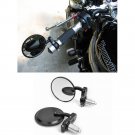 2PCS MOTORCYCLE 3" ROUND 7/8" HANDLE BAR END MIRRORS CAFE RACER BOBBER CLUBMAN