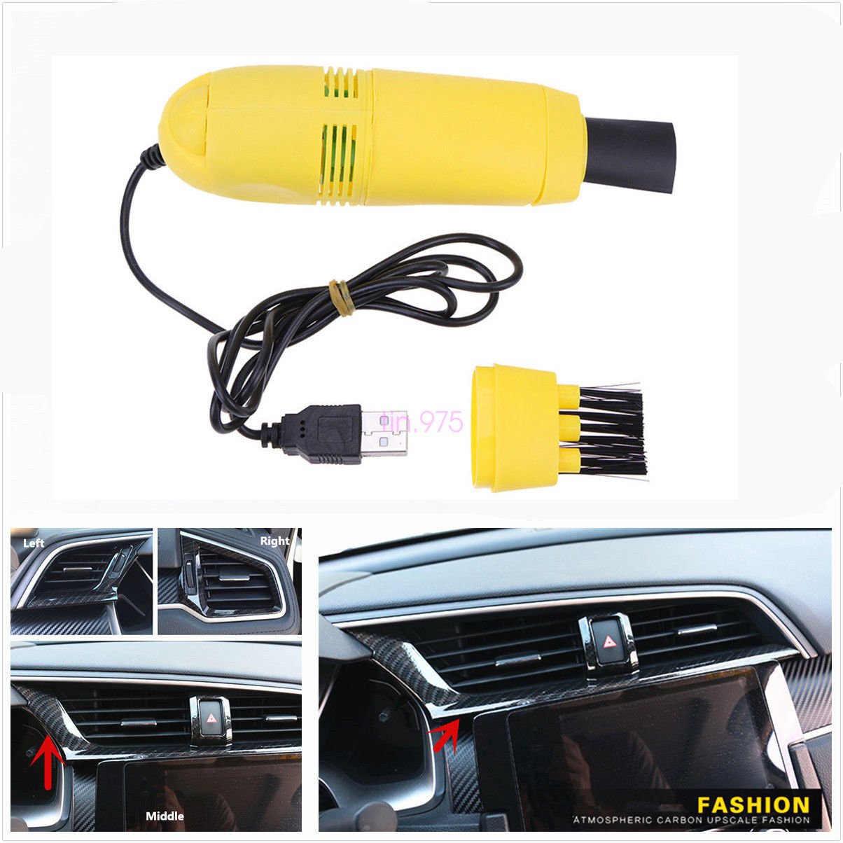 Car Automotive Dashboard Vent Mini Vacuum Cleaner Air Outlet Cleaning Brush