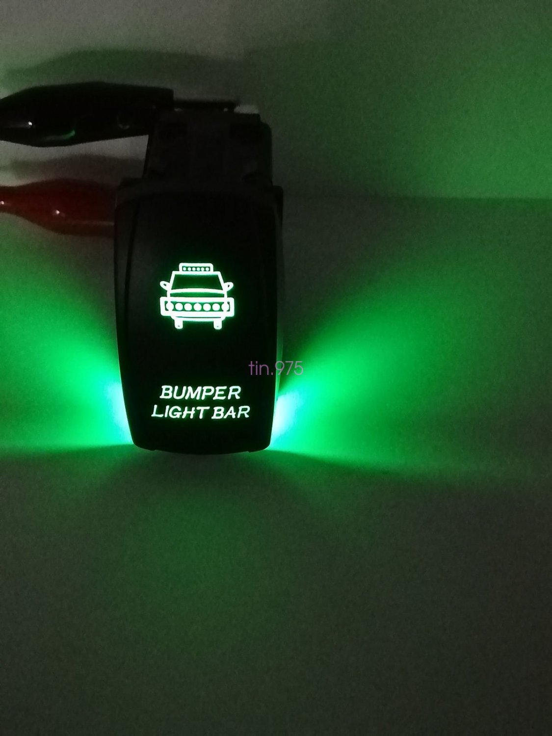 5 Pin Car Laser Rocker Switch Backlit Front Bumper Light Bar Green Light Offroad
