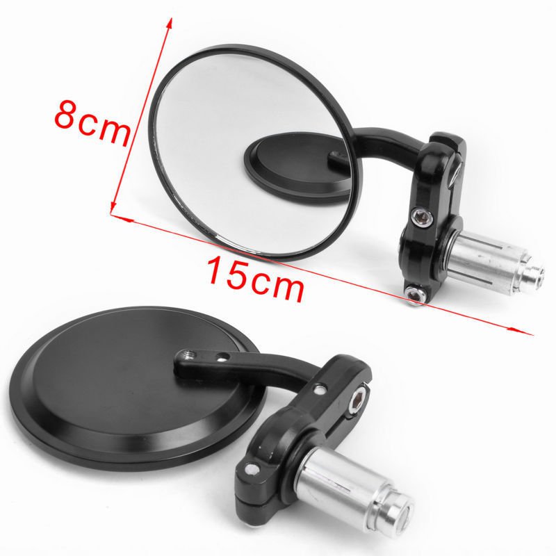 MOTORCYCLE 3" ROUND BLACK 7/8" HANDLE BAR END MIRRORS CAFE RACER BOBBER CLUBMAN