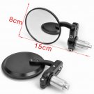 MOTORCYCLE 3" ROUND BLACK 7/8" HANDLE BAR END MIRRORS CAFE RACER BOBBER CLUBMAN