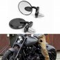MOTORCYCLE 3" ROUND BLACK 7/8" HANDLE BAR END MIRRORS CAFE RACER BOBBER CLUBMAN
