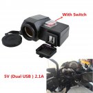 Multifunction 5V 2.1A Motorcycle Cigarette Lighter Dual USB Socket Phone Charger