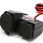Multifunction 5V 2.1A Motorcycle Cigarette Lighter Dual USB Socket Phone Charger