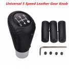 Universal Leather Black 5 Speed Stitche Manual Car Gear Stick Shift Knob Shifter