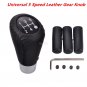 Universal Leather Black 5 Speed Stitche Manual Car Gear Stick Shift Knob Shifter