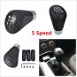 Universal Leather Black 5 Speed Stitche Manual Car Gear Stick Shift Knob Shifter