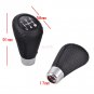Universal Leather Black 5 Speed Stitche Manual Car Gear Stick Shift Knob Shifter