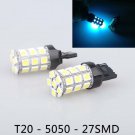 2X T20 27 SMD LED Light Bulb Ice Blue Tail Backup Foglight Reverse Wedge Lamp