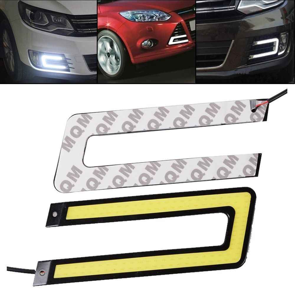 2X Universal COB 6000K Led Daytime Running Light DRL Headlight Fog Lamp U Shape