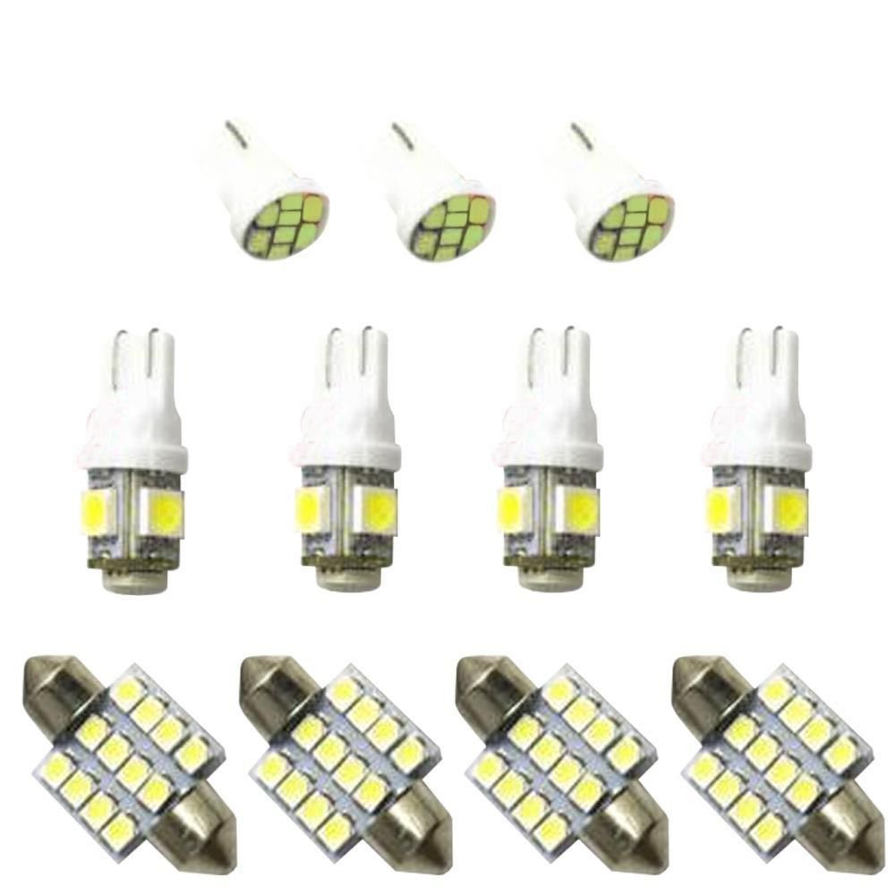 11PCS White LED Lights Interior License Plate Kit T10 & 31mm Map Dome For Honda