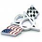Car V8 Flag Emblem Badge Decal Sticker Metal For Chevrolet Chevy Corvette Camaro