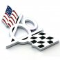 Car V8 Flag Emblem Badge Decal Sticker Metal For Chevrolet Chevy Corvette Camaro
