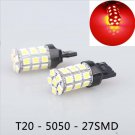 2X 7440 T20 27 SMD LED Light Bulb Red Tail Backup Fog DRL Reverse Wedge Lamp