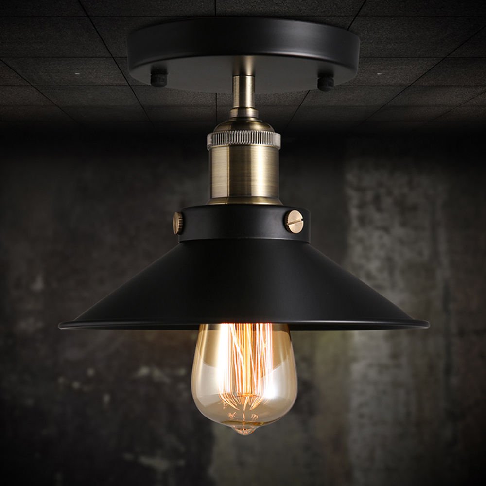 Black Ceiling Mount Light Vintage Chandelier Edison Lamp Fixtures Lighting