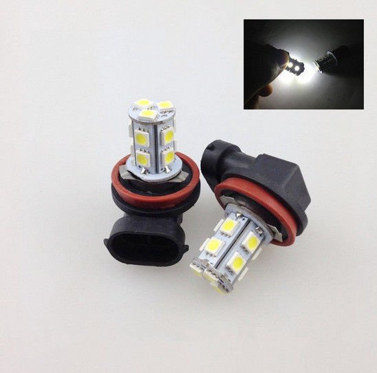 2PCS 13-SMD 12V H8 Xenon White Fog Light Daylight Driving Lamp LED Bulbs 6000K