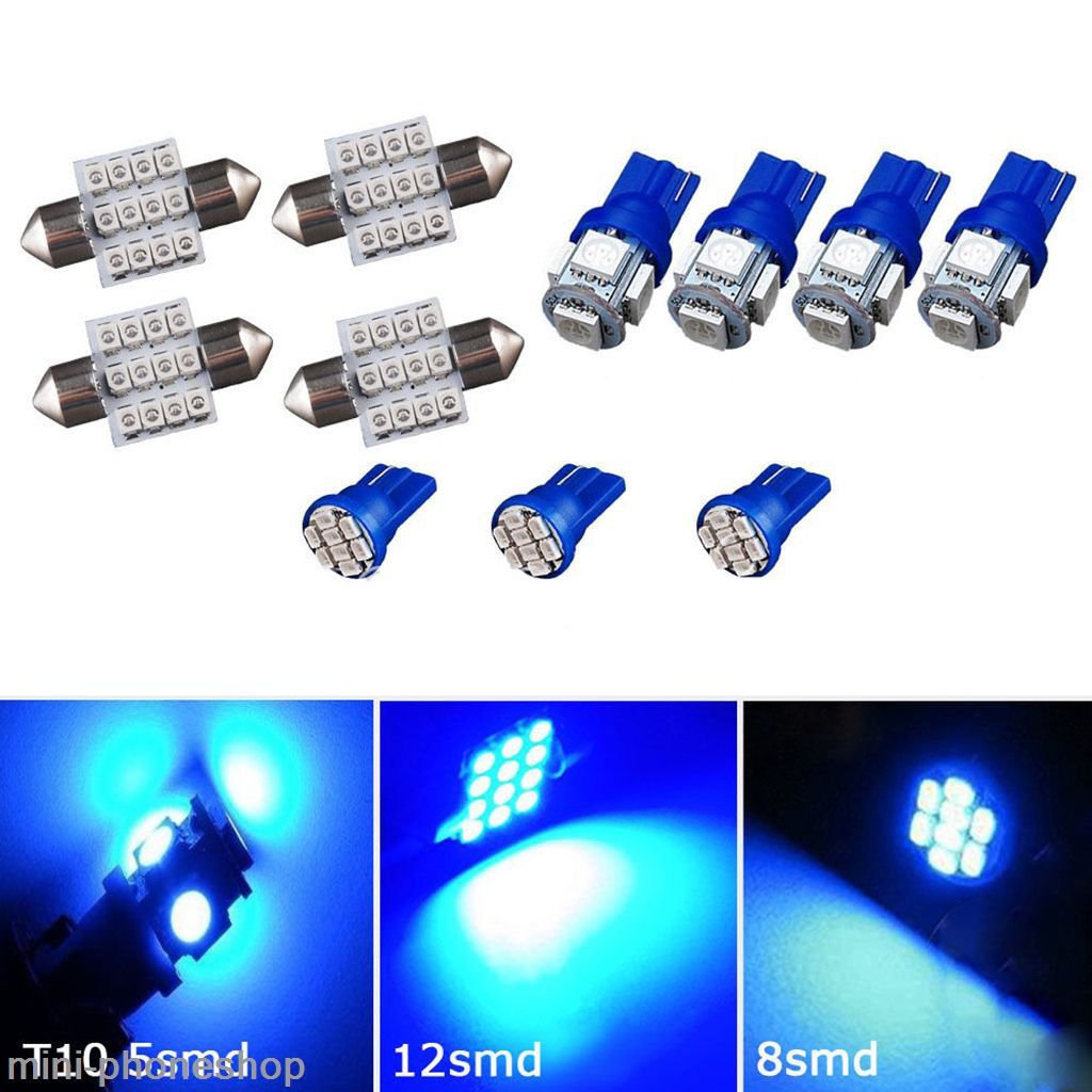 11PCS blue LED Lights Interior Package T10 & 31mm Map Dome For Chevrolet