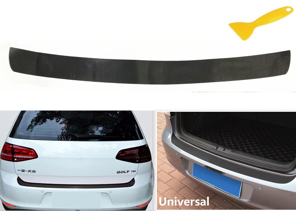 4D Carbon Fiber Auto Rear Trunk Tail Lip Protect Decal Sticker Car Styling Black