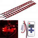 Car Boat Wireless Remote Control Motorcycle Red LED Light Strip Kit one set 4pcs