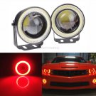 2pcs 2.5'' High Power Projector LED Fog Light w/Red COB Halo Angel Eye Rings