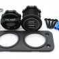 Car Boat 2-Hole Panel Dual USB Charger Adapter Angel Eye Blue LED Voltmeter Kit