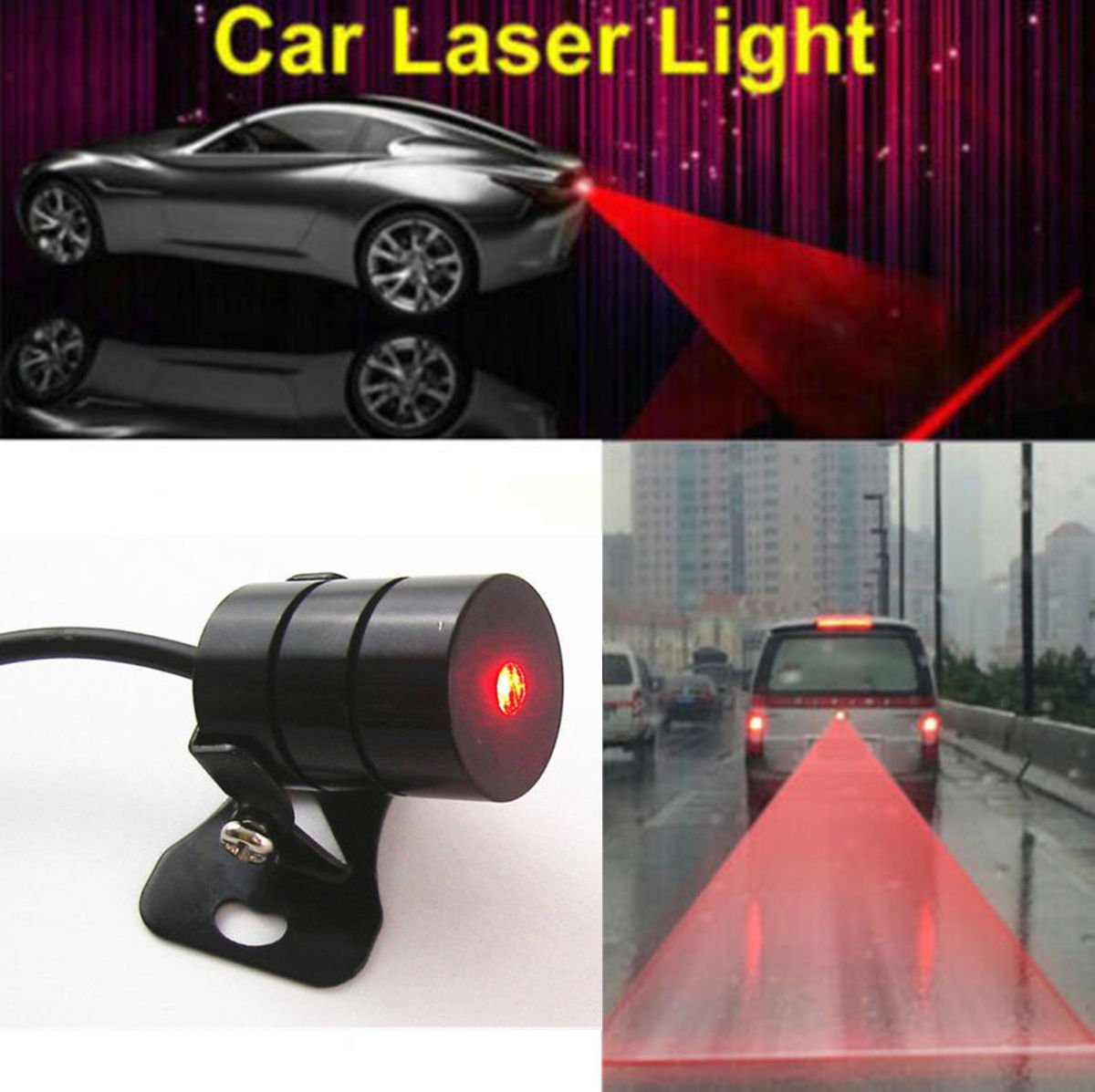 Car Cool Pattern Anti-Collision End Rear Tail Fog Driving Laser Caution Light