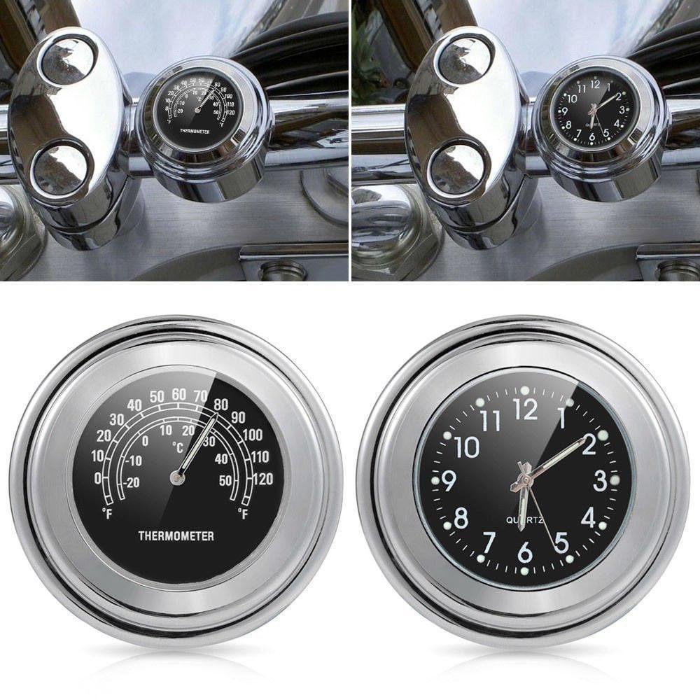 7/8" 1" Motorcycle Accessory Handlebar Mount Clock Watch Thermometer For Aprilia