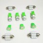 11PCS Green LED Lights Interior Package T10 & 31mm Map Dome For Audi Acura