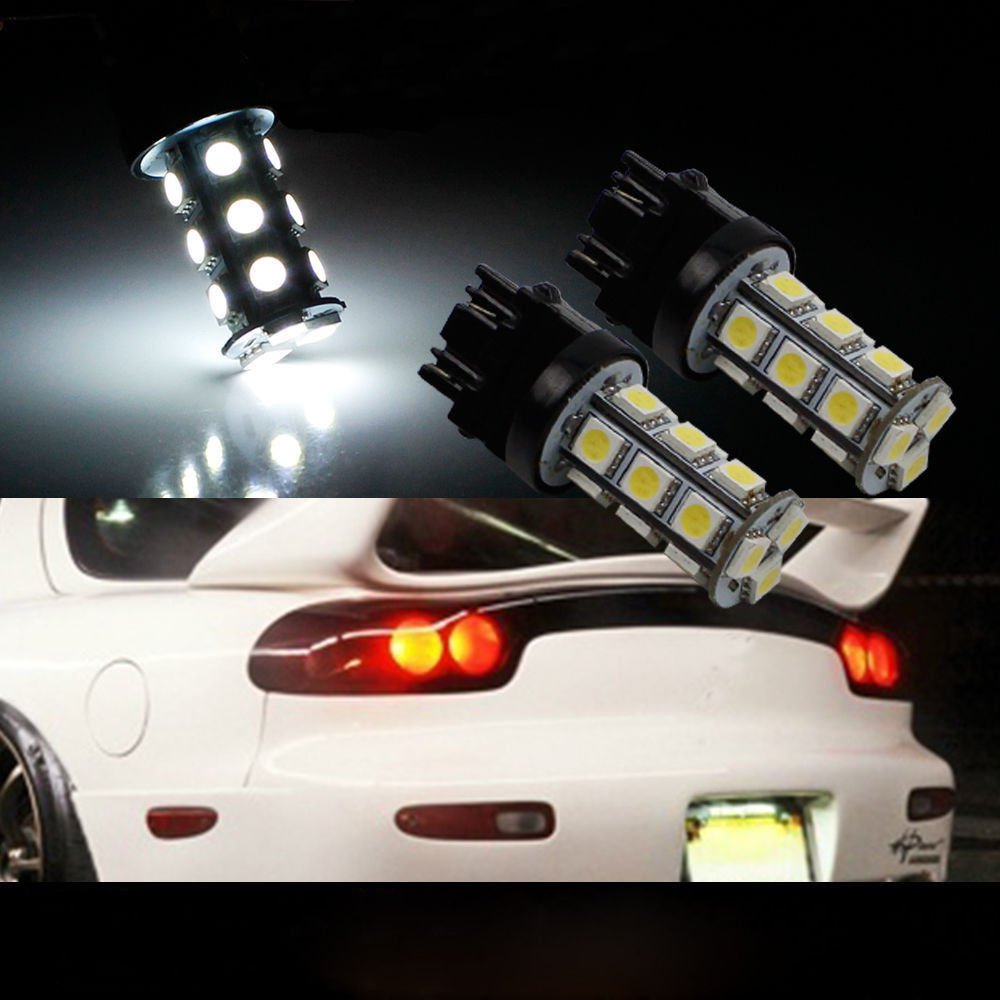 4Pcs 3157 White 18SMD 5050 Reverse Brake/Stop/Turn Tail Back Up LED Light Bulb