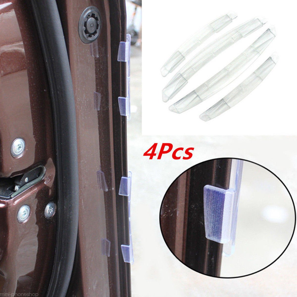 4 PCS Clear Car Side Door Edge Protection Anti-scratch Guards Trims Stickers