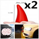 2Pcs Red PU Cute Little Demon Horn 3D Car Sticker Styling Anti-Collision Durable