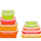 4 Portable Collapsible Folding Silicone Food Storage Containers Lunch Bento Box