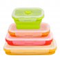 4 Portable Collapsible Folding Silicone Food Storage Containers Lunch Bento Box