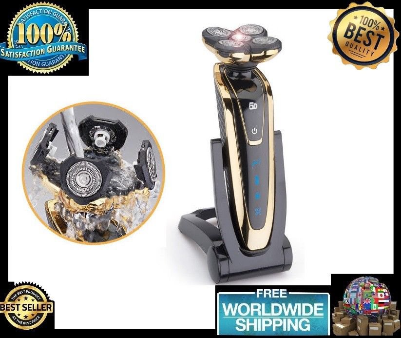 Electric Shaver Washable Rechargeable Rotary 5D Floating Blades Beard Trimmer