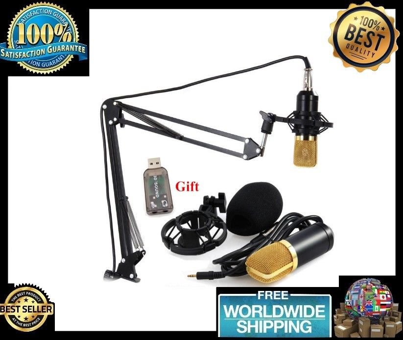 Professional Wired Condenser Microphone + Adjustable Stand Computer Recording