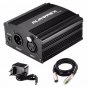 1 Channel 48V Phantom Power Supply Black XLR Audio Cable Recording Equipment