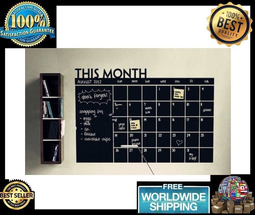 DIY Monthly Chalkboard Calendar Vinyl Wall Decal Removable Planner Sticker