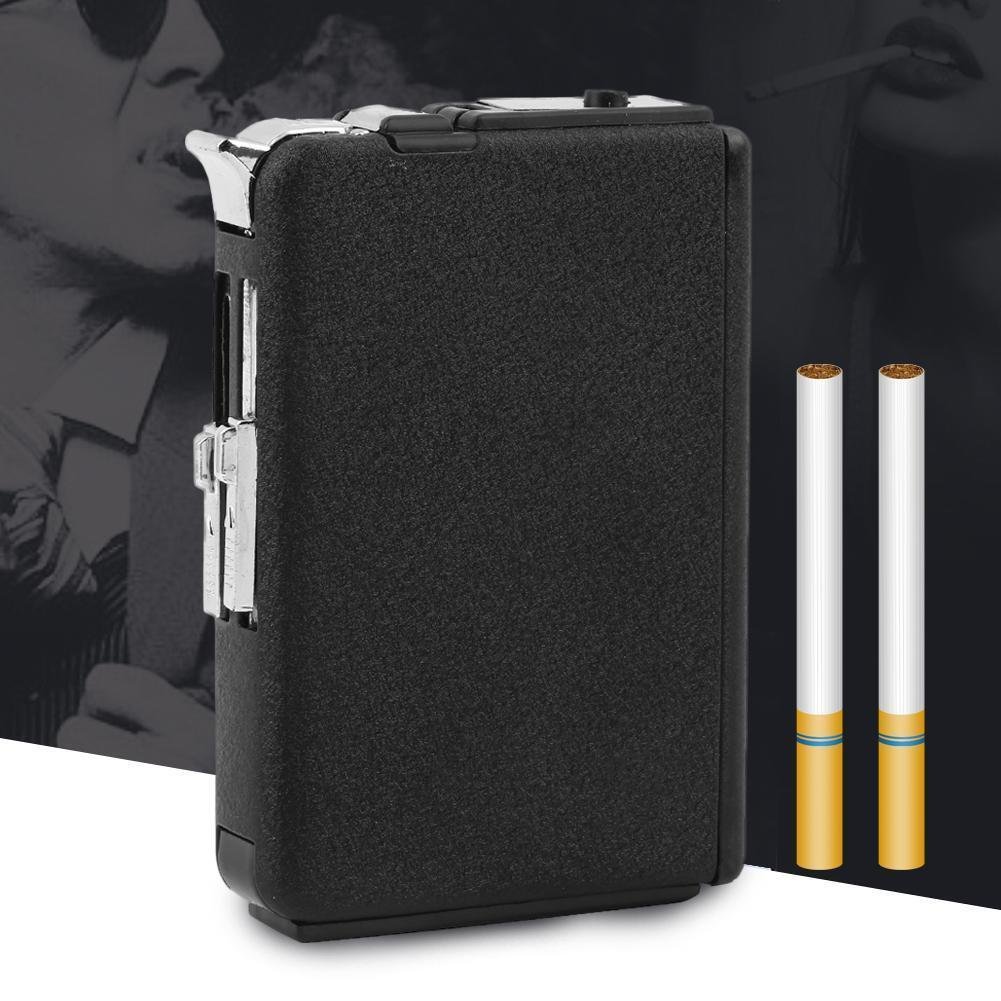 2-in-1 Metal Cigarette Case Holder Windproof Flame Fire Gas Refillable Lighter