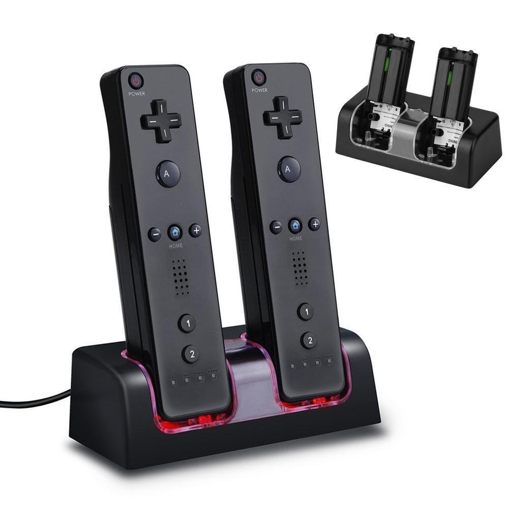 Charger Charging Dock Station + 2 Rechargeable Batteries For Wii Remote Control
