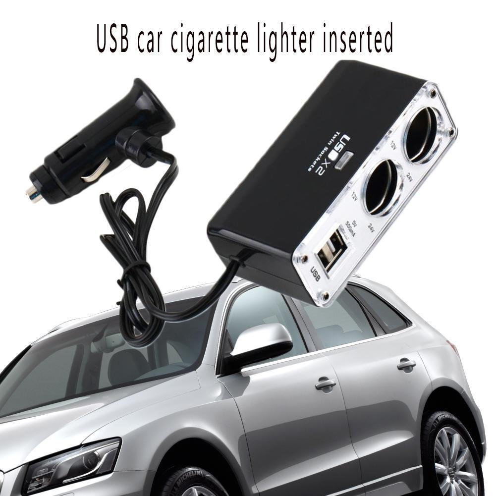 2 Way Car Cigarette Lighter Power Socket Charger Adapter Splitter Dual USB Port