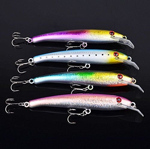 4Pcs Minnow Fishing Lures Floating Bass Bait Crankbait Tackle Treble Treble Hook