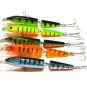 5Pack Multi Jointed Minnow Fishing Lure Hard Bass Bait Swimbait for Bass & Trout
