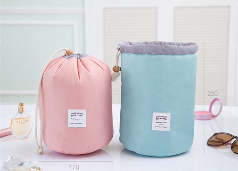 Barrel Shaped Travel Cosmetic storage Bag Nylon Drum washable Makeup Organizer