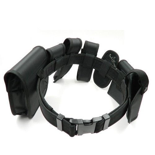 Set of 8 Black Tactical Security SWAT Police Utility Duty Belt w/Pouches Holster